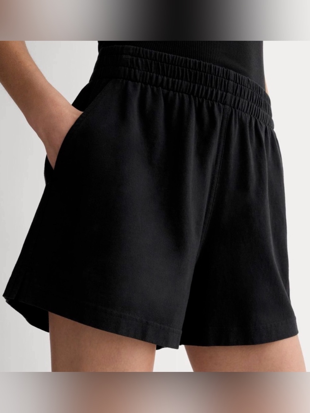 Everlane The Off-Duty Short Black Organic Cotton High Rise Size M NWT